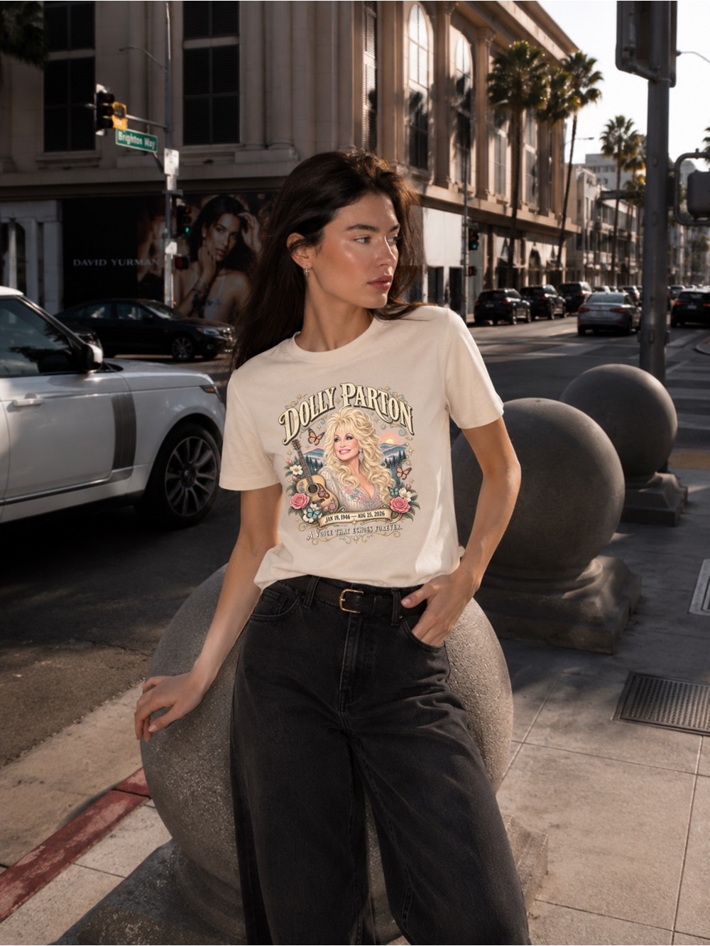 Dolly Parton Floral Music Graphic Tee Unisex T-Shirt - Picture 2 of 7